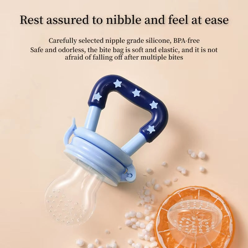 3 PCS Colour Newborn Food Feeder with Spoon Silicone Nibbler Pacifier Fruit Feeder Baby Feeding