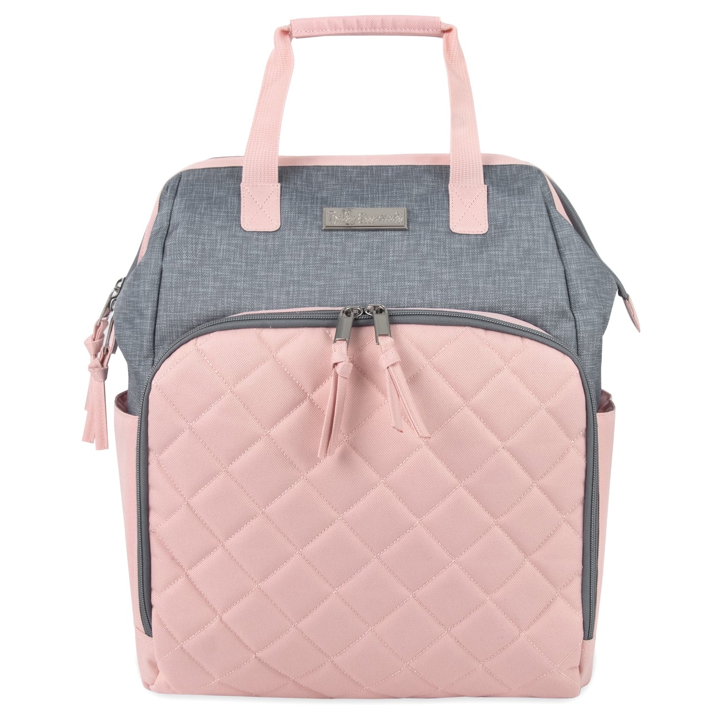 Baby Girls' 7-Pocket Diaper Backpack - Gray/Pink, One Size