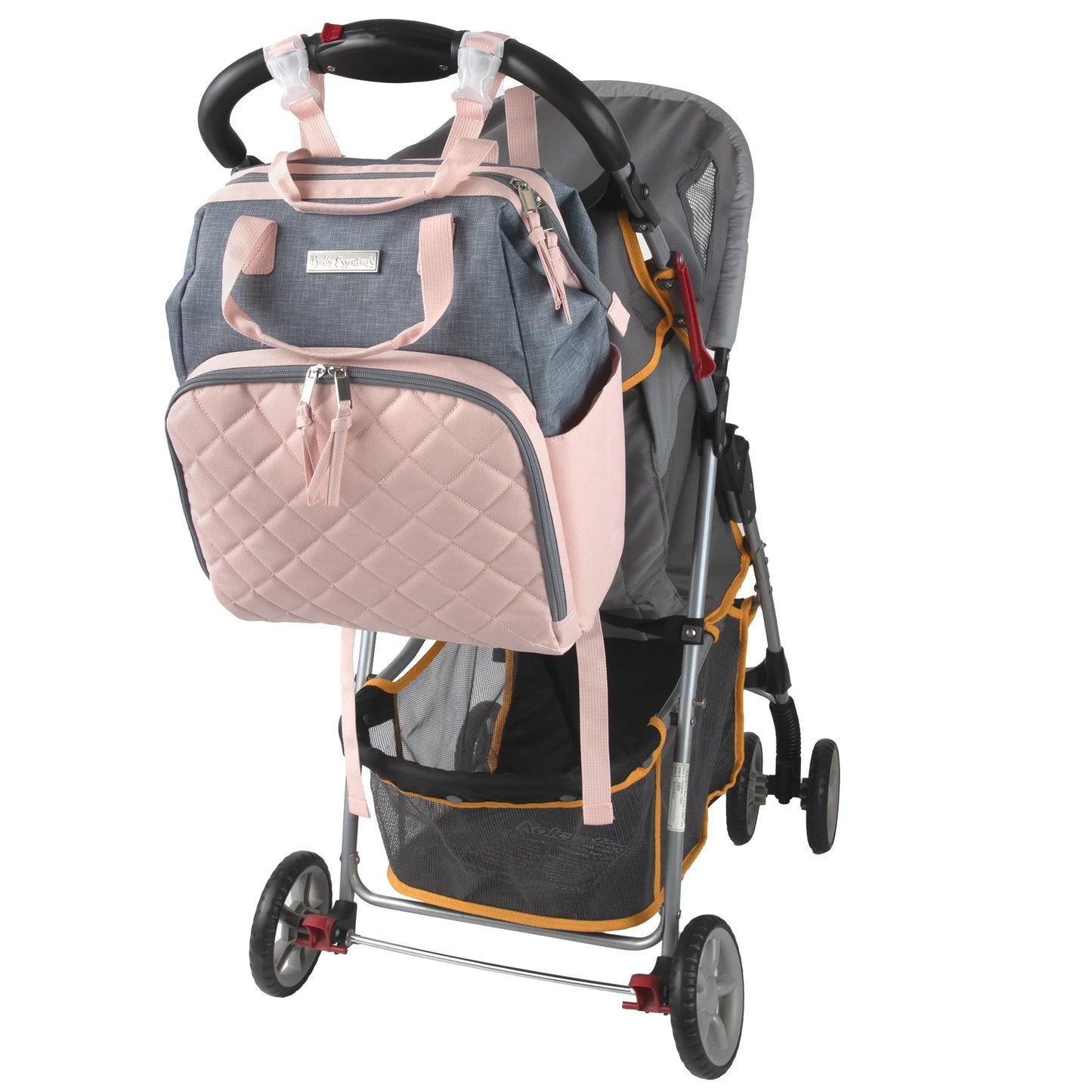 Baby Girls' 7-Pocket Diaper Backpack - Gray/Pink, One Size