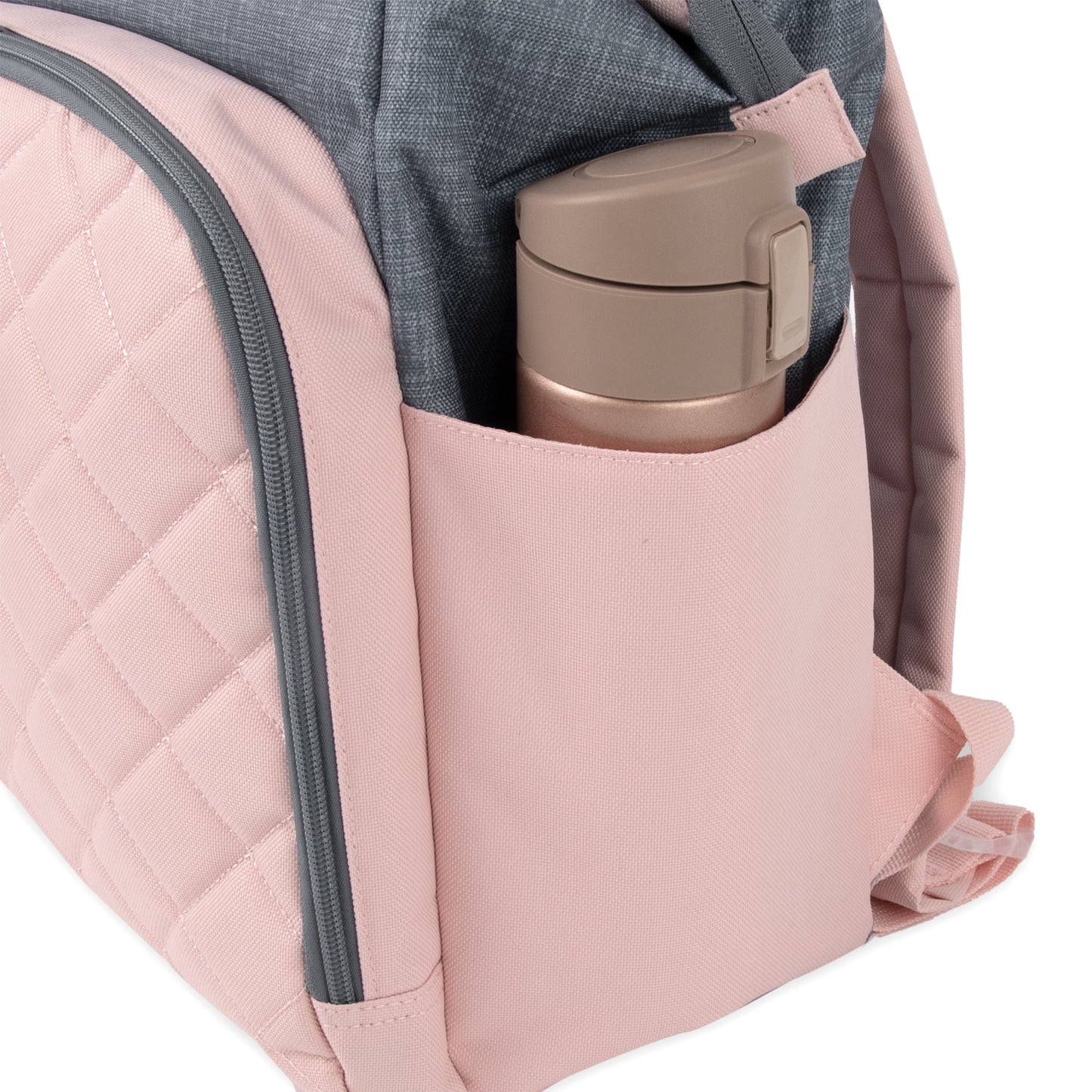 Baby Girls' 7-Pocket Diaper Backpack - Gray/Pink, One Size