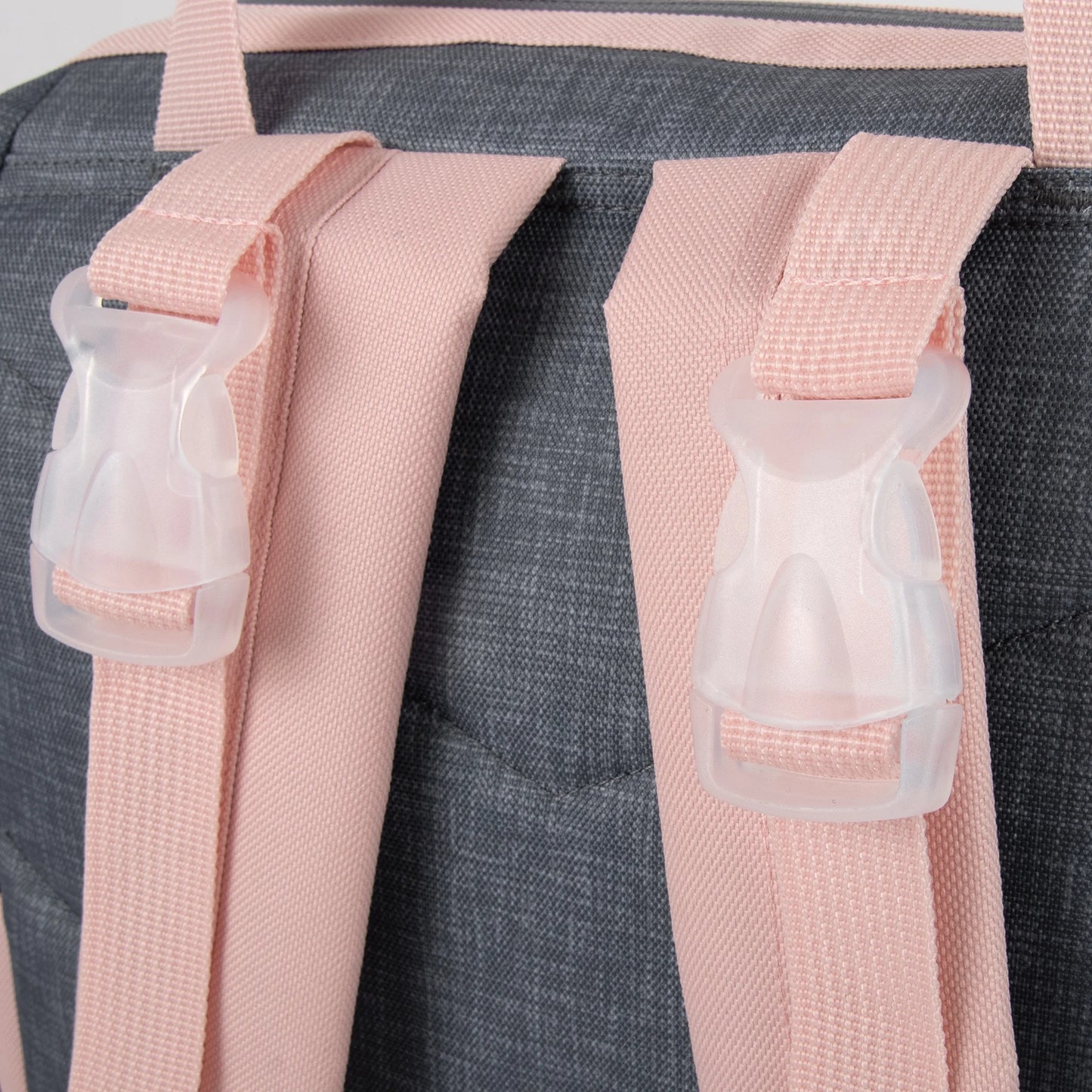 Baby Girls' 7-Pocket Diaper Backpack - Gray/Pink, One Size
