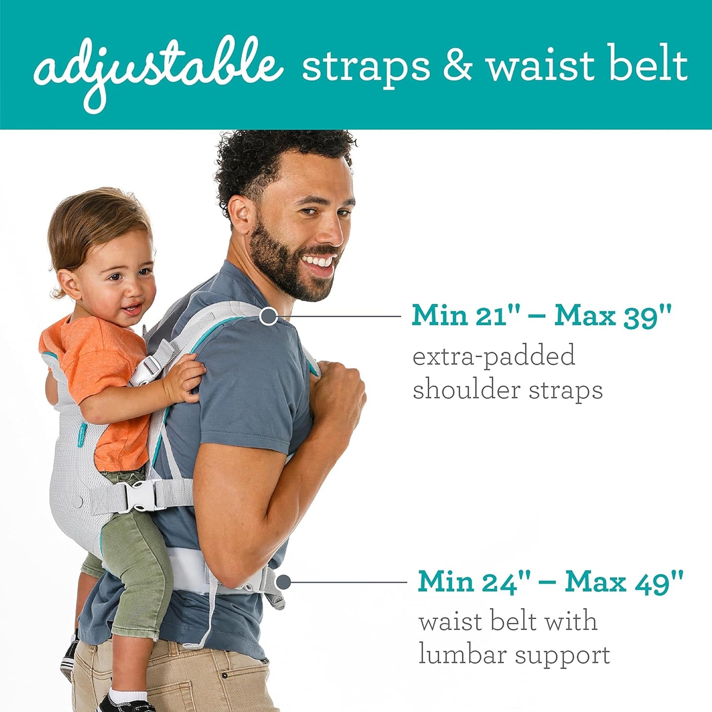 Flip 4-In-1 Light & Airy Convertible Baby Carrier - Breathable, Lumbar Support, Adjustable Waist Belt, Head Support, Ergonomic Seat, Plush Straps for Newborn to Toddler 8-32 Lbs