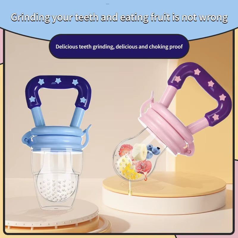 3 PCS Colour Newborn Food Feeder with Spoon Silicone Nibbler Pacifier Fruit Feeder Baby Feeding