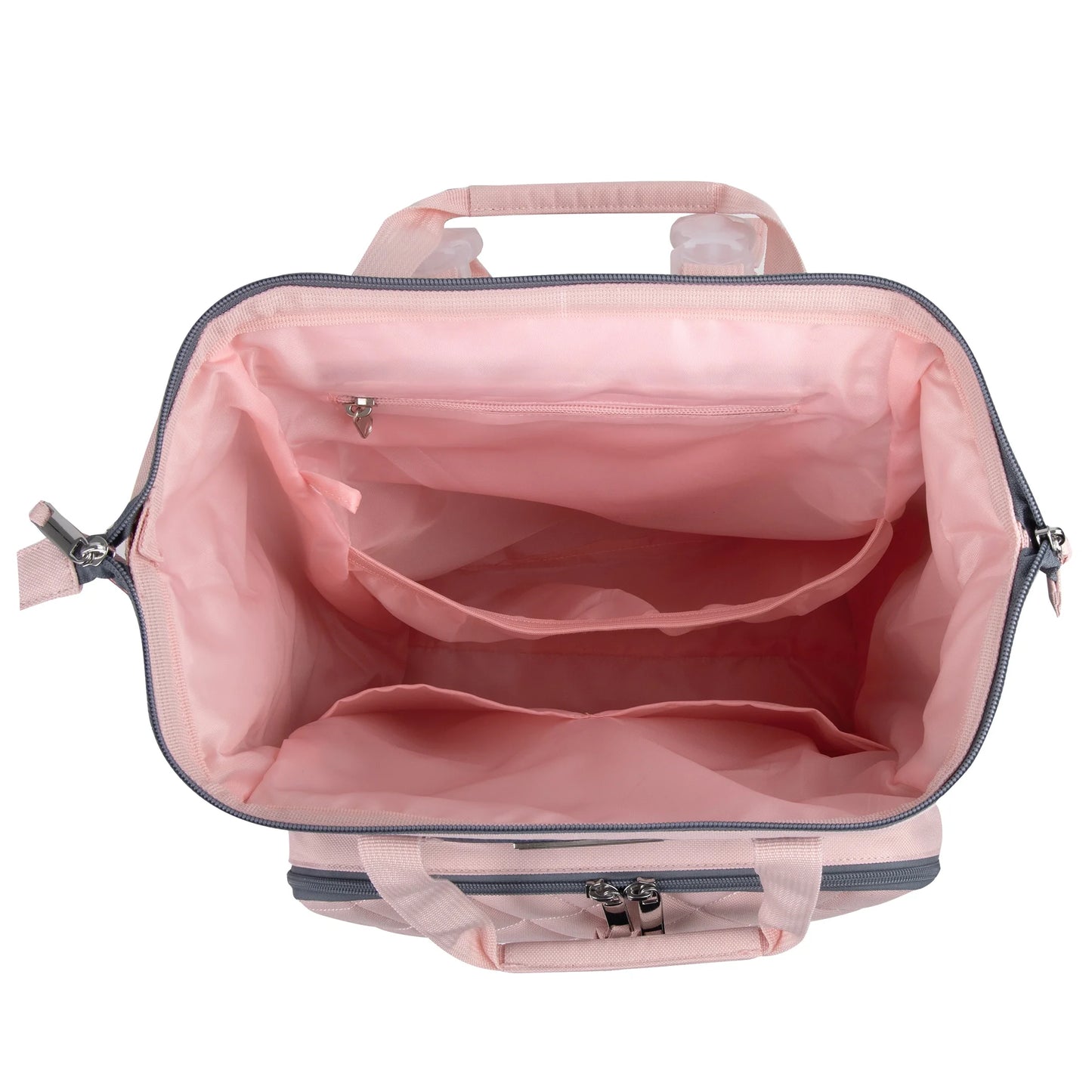 Baby Girls' 7-Pocket Diaper Backpack - Gray/Pink, One Size