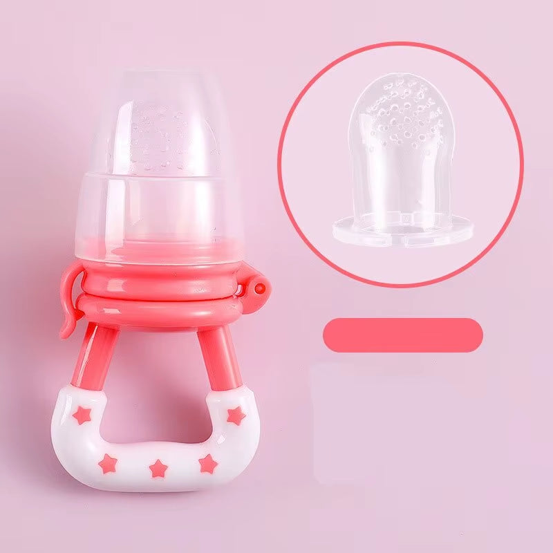 3 PCS Colour Newborn Food Feeder with Spoon Silicone Nibbler Pacifier Fruit Feeder Baby Feeding