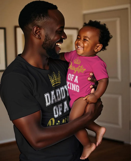 Daddy of a Princess Daughter of a King Dad and Baby Matching Outfits Gifts for New Dads Fathers Day Shirts Set