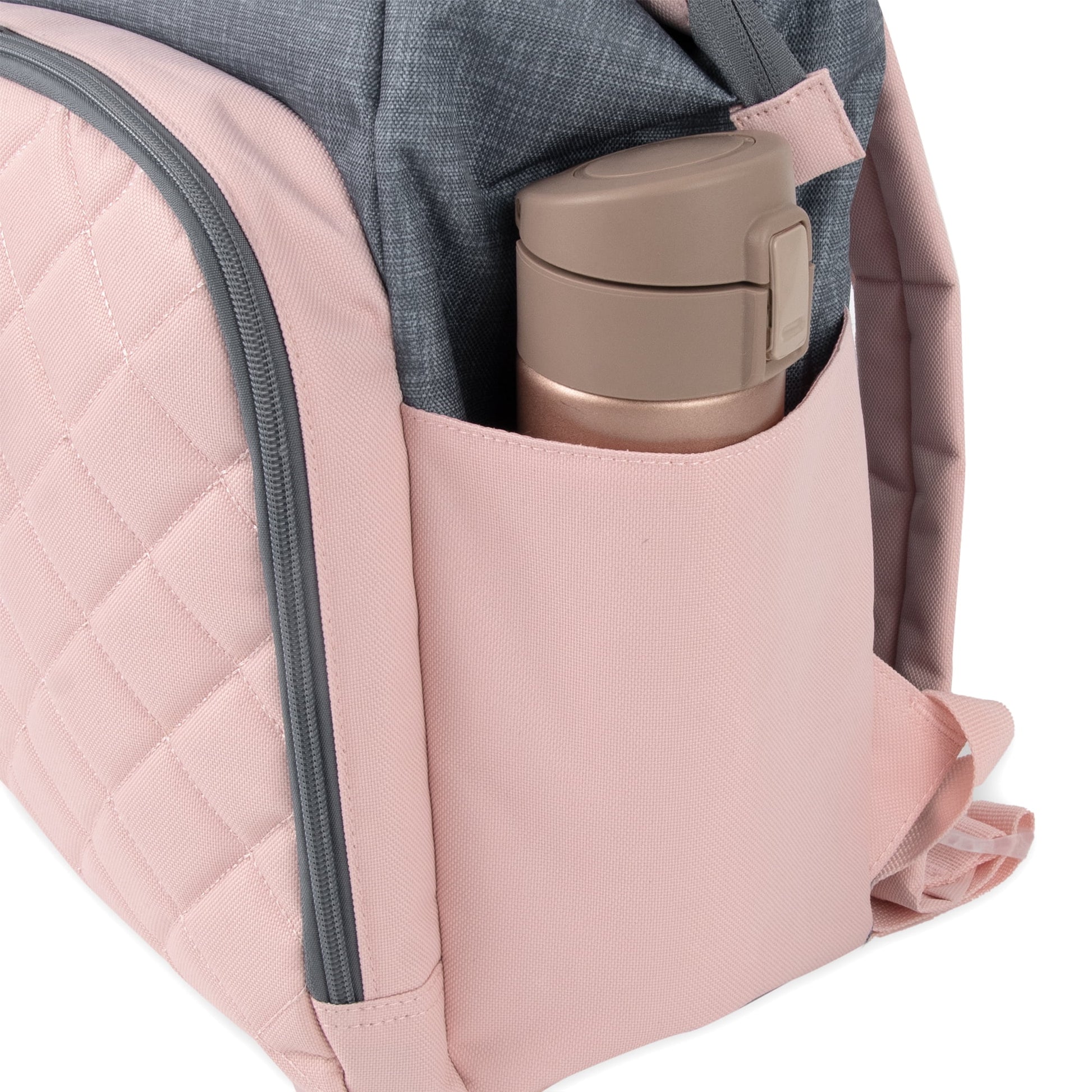 Baby Girls' 7-Pocket Diaper Backpack - Gray/Pink, One Size