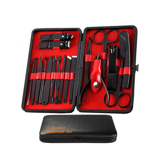 Manicure Set Men, Manicure Set Professional 18 Pcs Mens Grooming Kits  Stainless Steel Nail Care Tools with Luxurious Travel Case Pedicure Kit Gifts
