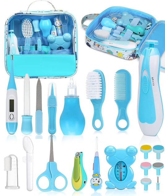 Baby Grooming Kit, 20 in 1 Newborn Baby Essentials for Newborn Infant Toddlers, Blue