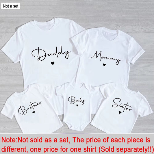 Daddy/Mommy/Sister/Brother/Baby Print Family Matching Outfits Short Sleeve Casual Family Outfit Summer Matching Set Clothing