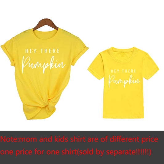 Hey There Pumpkin Shirt Pumpkin Mommy and Me Matching T-Shirts Outfits Fall Tee Shirt Thanksgiving Tops Mommy and Me Outfits
